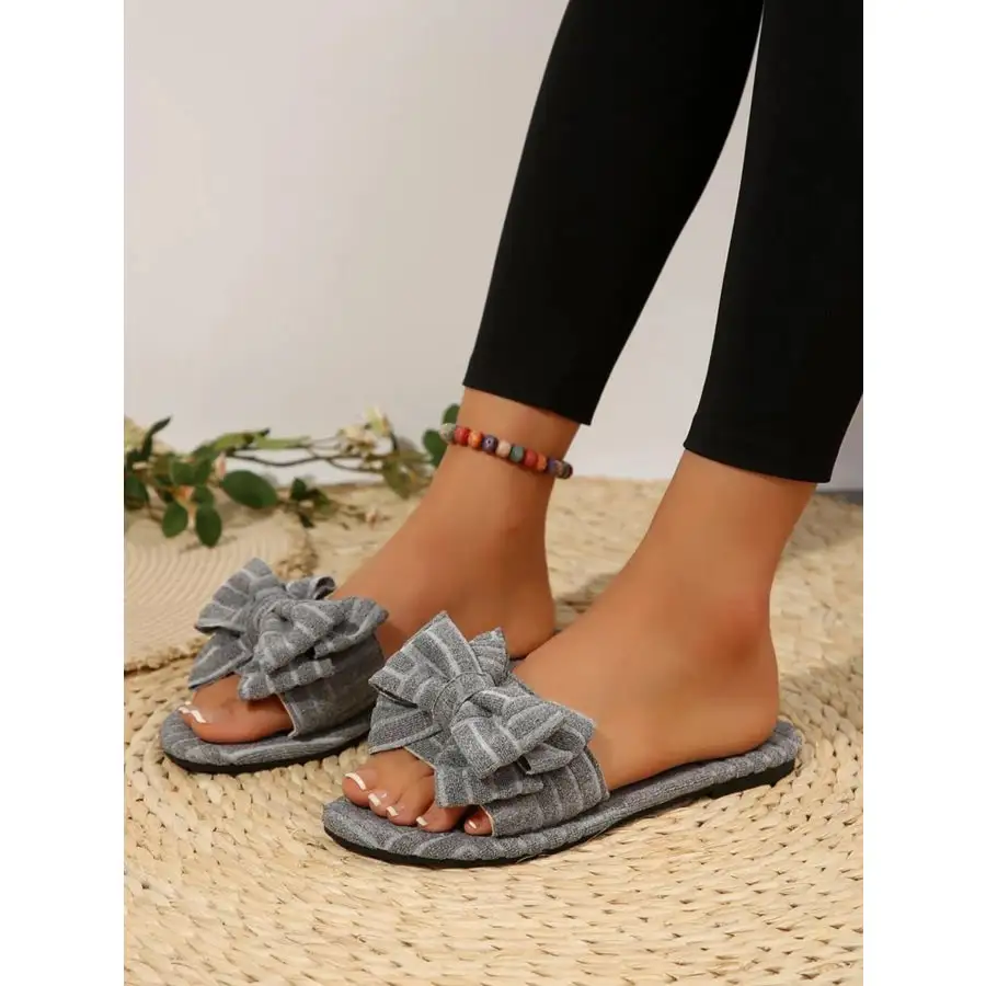 Bow Knot Open Toe Slippers