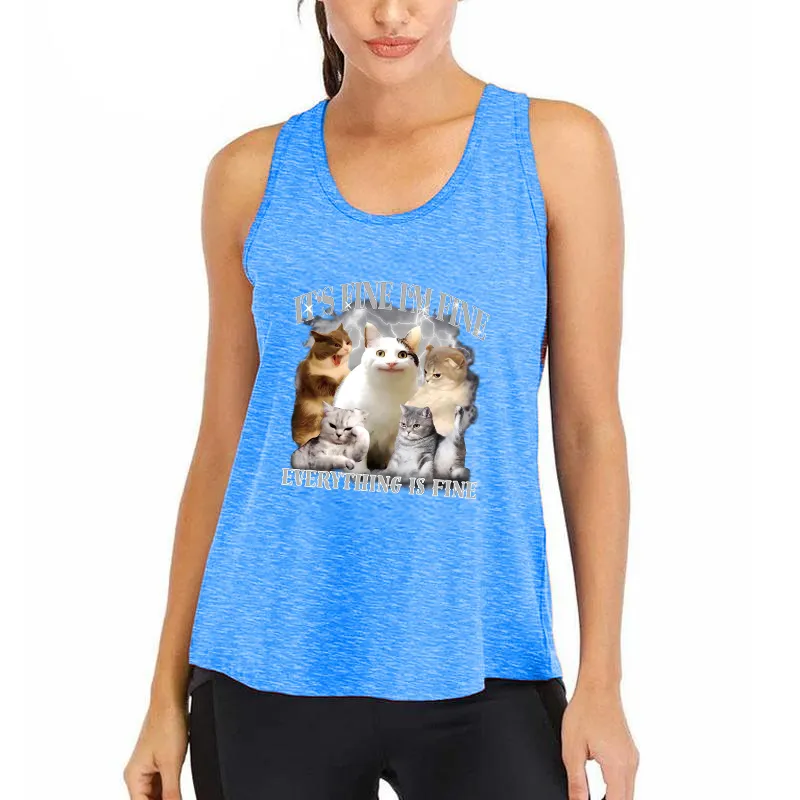 Everything Is Fine Cat Meme Athletic Tank