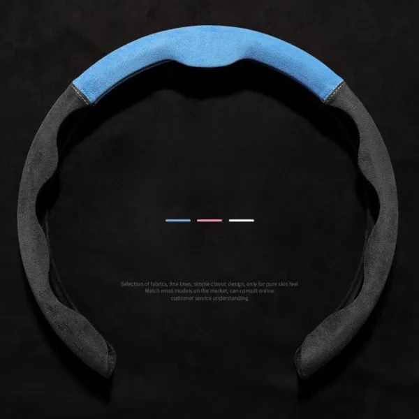 Dual-Tone Suede Steering Wheel Cover