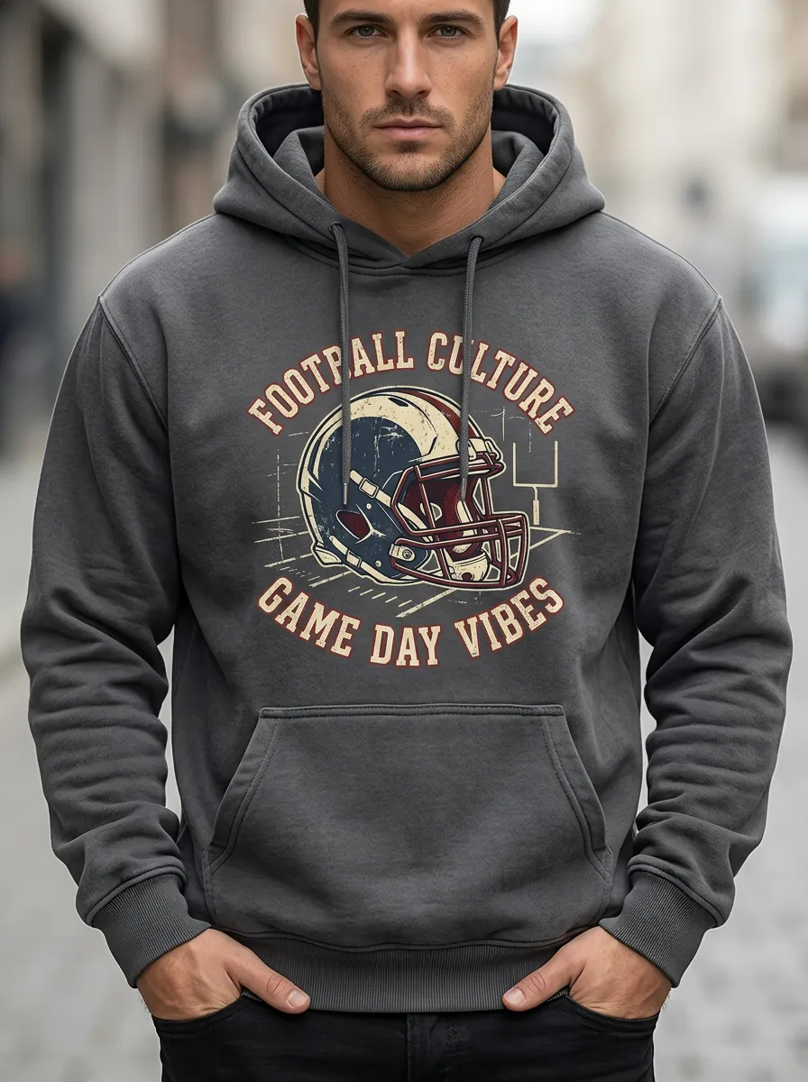 Men's American Football Helmet Game Day Printed Hoodie