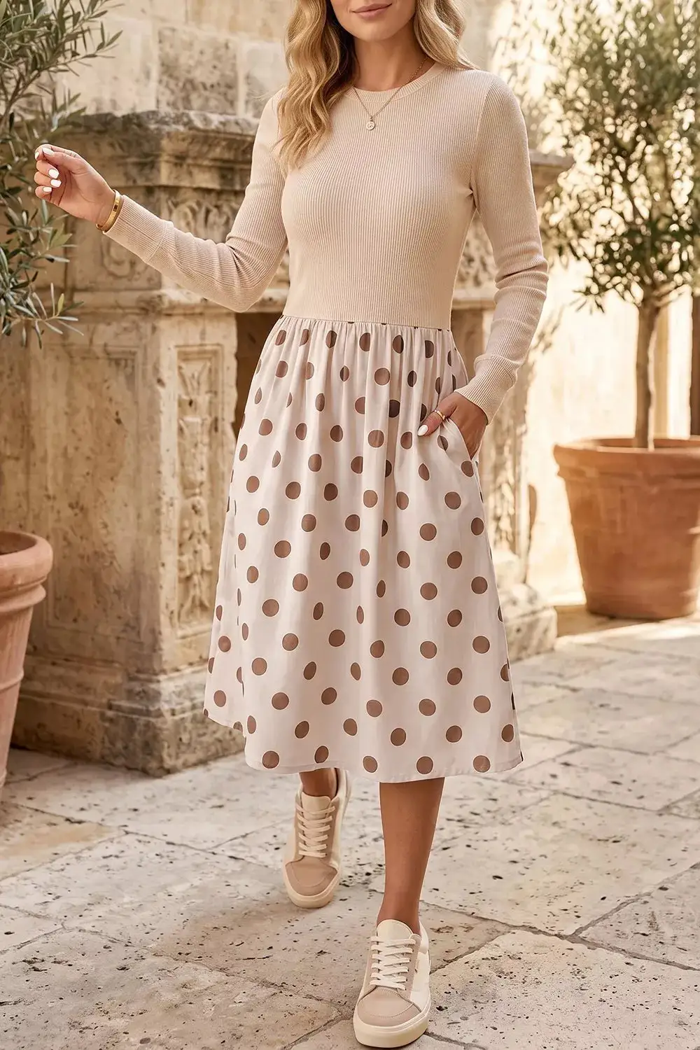 Modern Long Sleeve Midi Dress