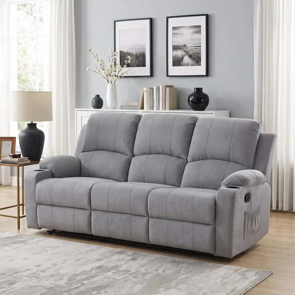 Manual Simple Living Chenille Recliner Sofa
