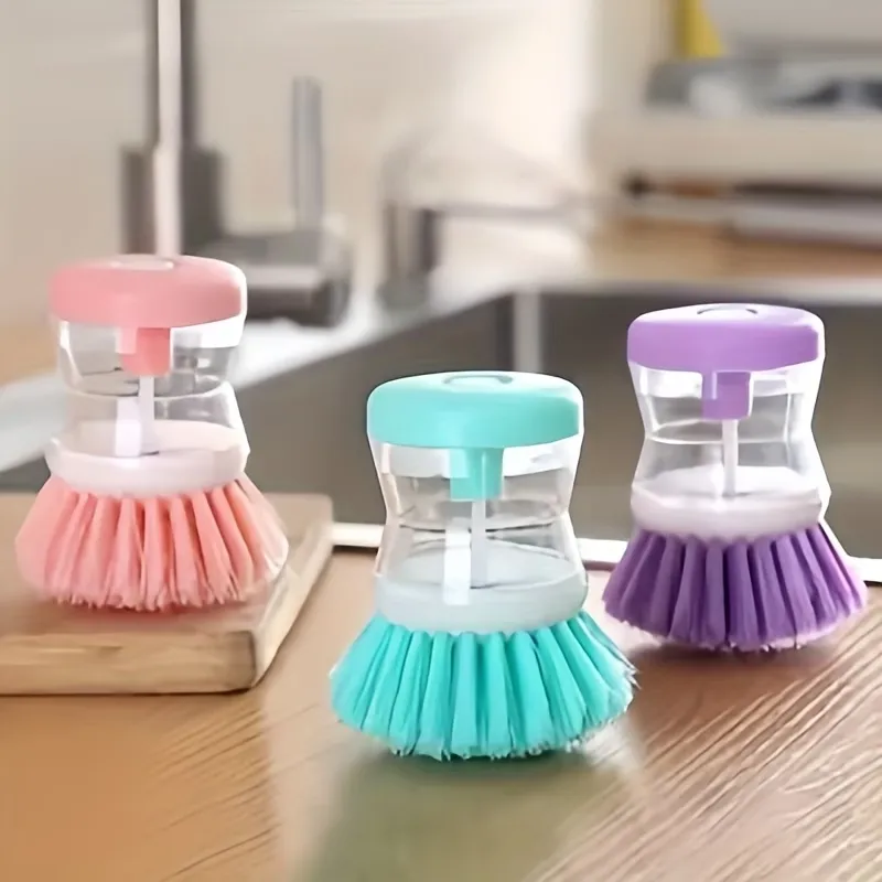 Dish Brush with Soap Container Set