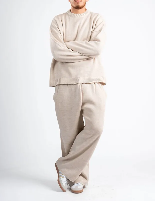 Light Beige Relaxed Knit Lounge Pants