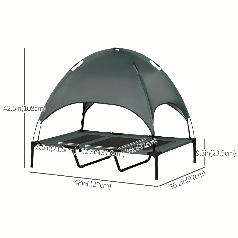 Elevated Dog Bed with Canopy, Pet Furniture for Outdoor Shade and Rest
