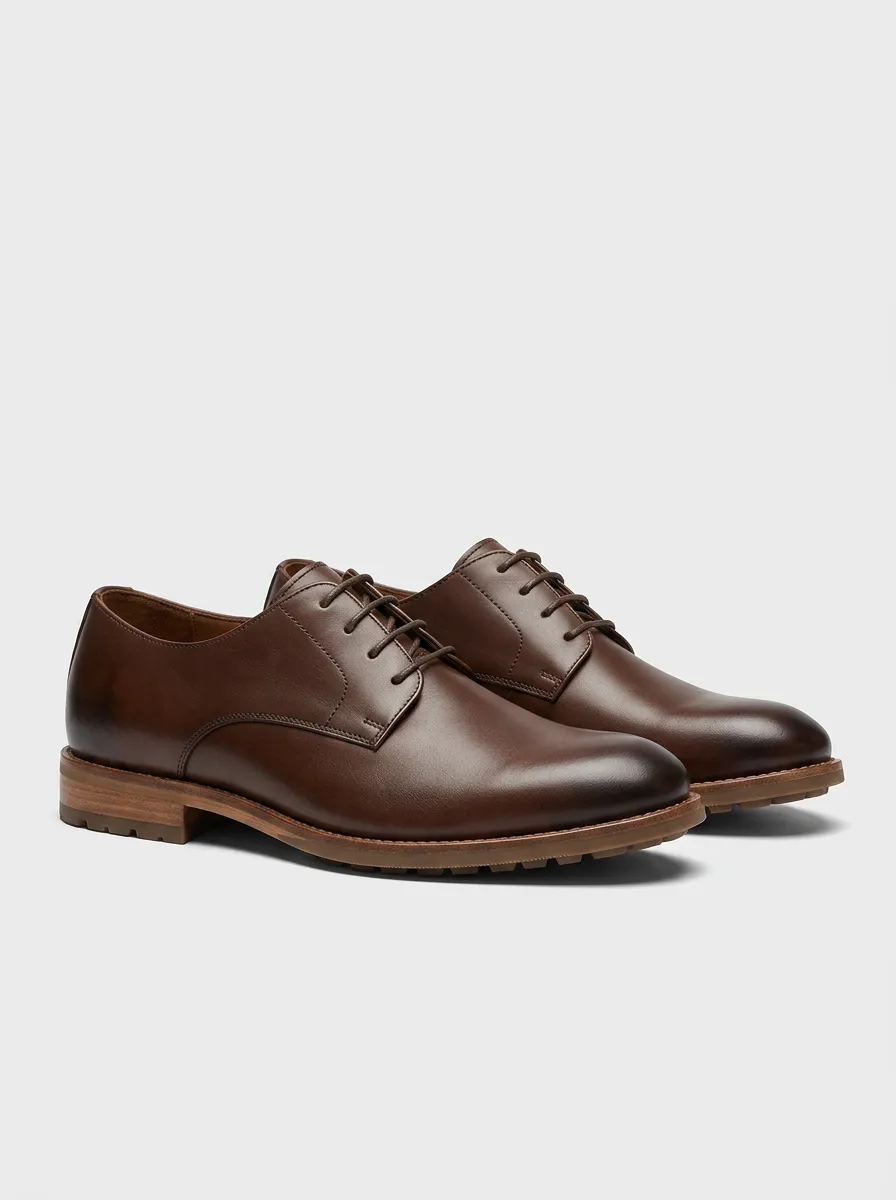 Men's Classic Leather Lace-Up Derby Shoes