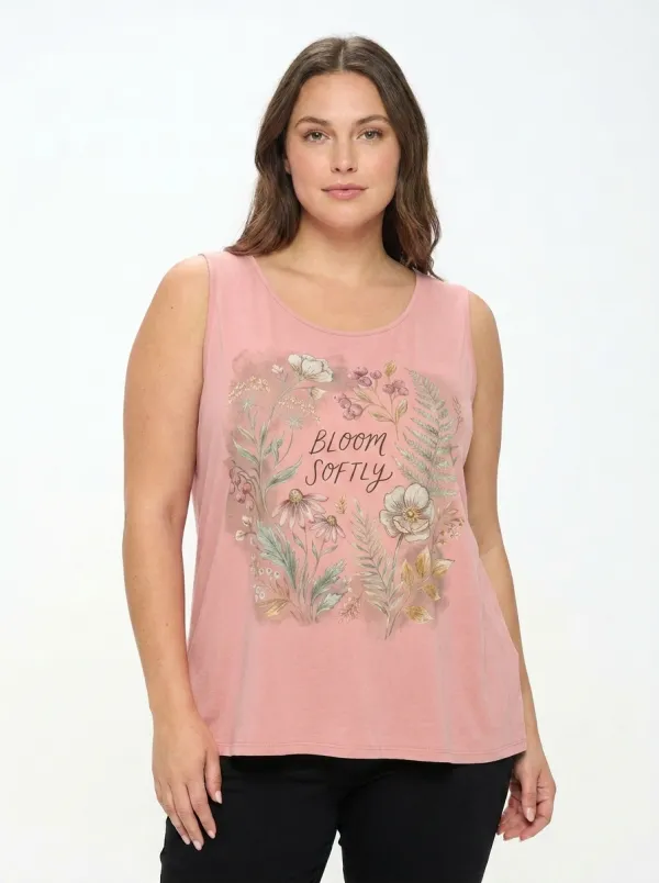 Women's Botanical Nature Lover Bloom Softly Printed Tank Top