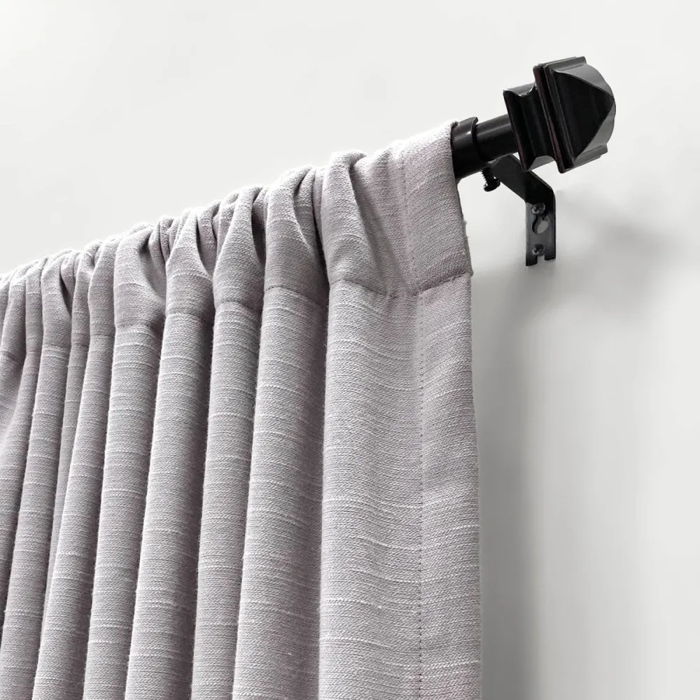 Adjustable Faceted Square Finial Metal Alloy Curtain Rod