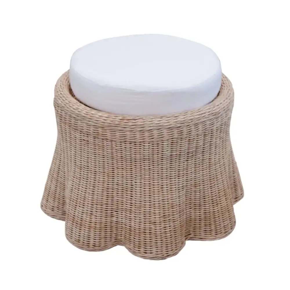 Scalloped Round Ottoman