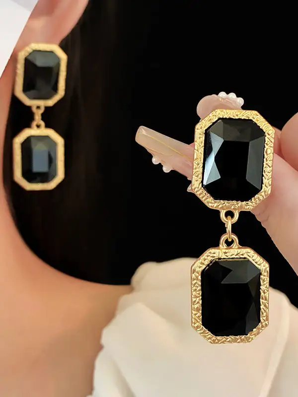 Curved Floral Drop Earrings