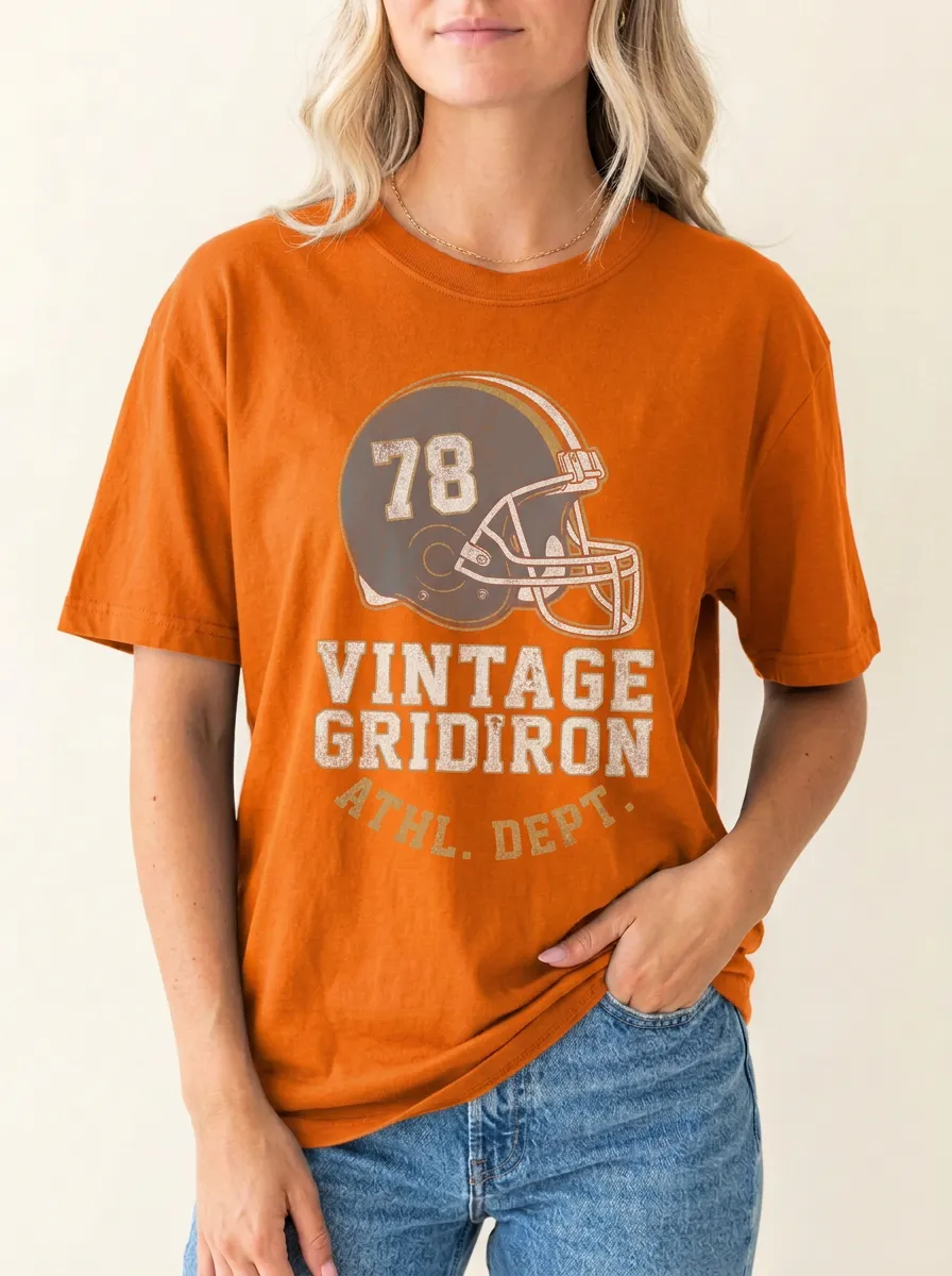Women's Vintage Gridiron Football Helmet 78 Printed T-Shirt