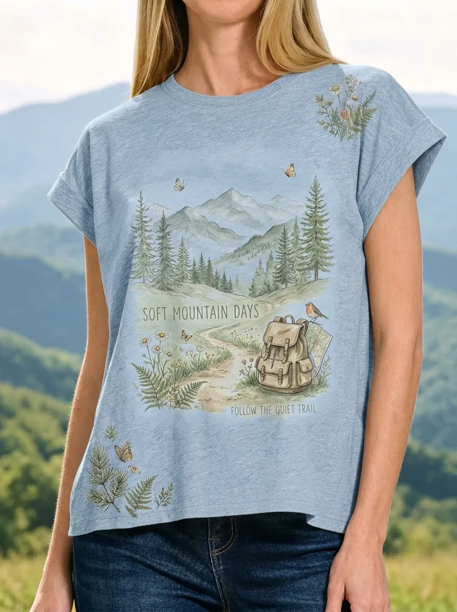 Women's Hiking Lover Mountain Forest Backpack Printed T-shirt