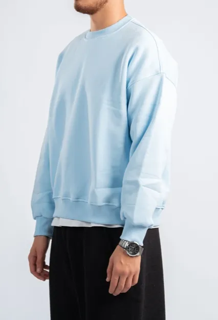 Sky Blue Boxy Fit Crewneck Sweatshirt