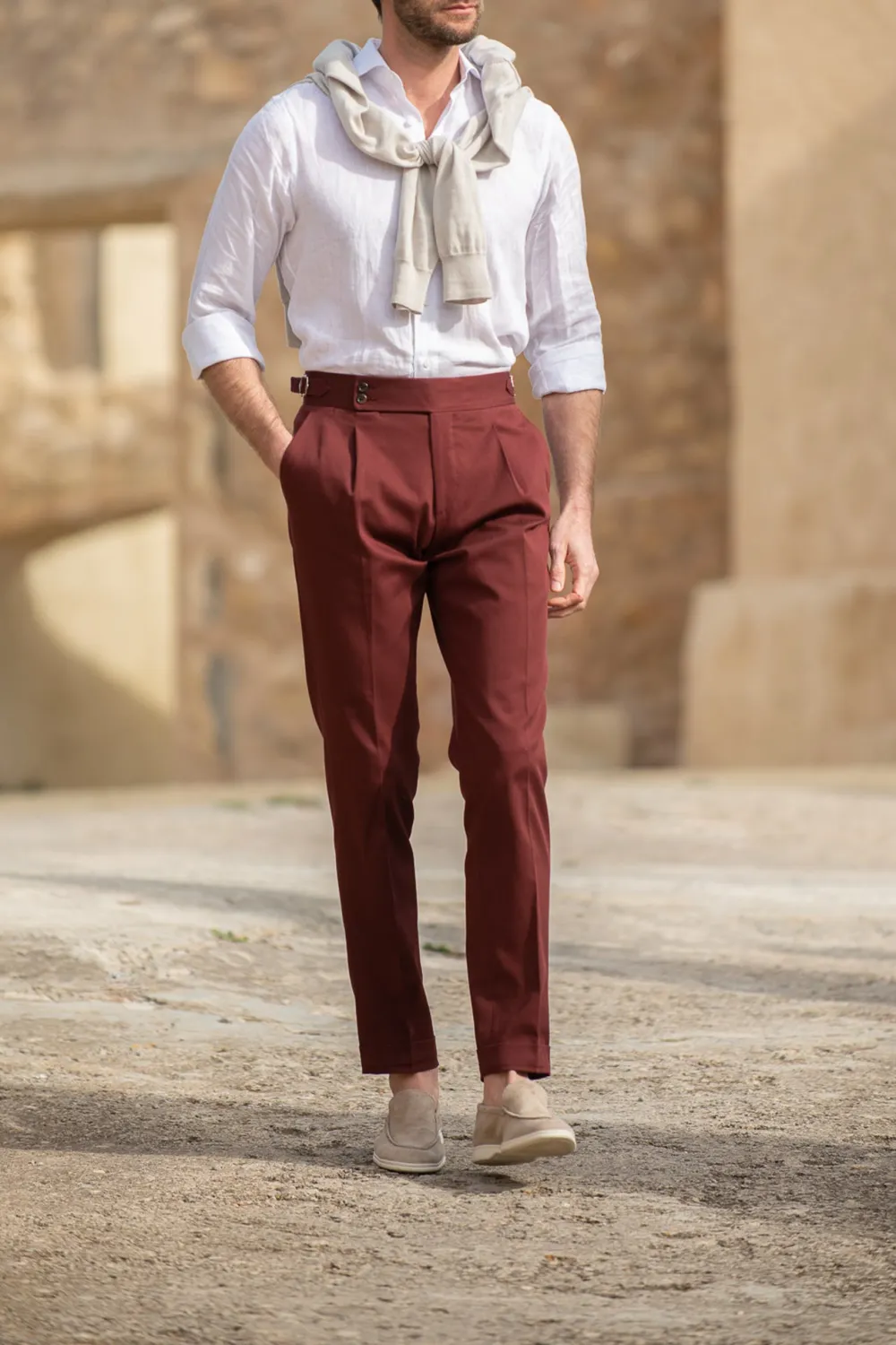Bordeaux Cotton Trousers Men'S Fashion