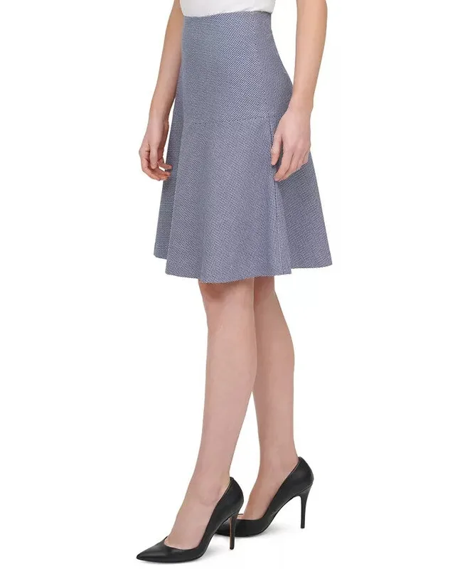 Textured Flared Zipper Skirt