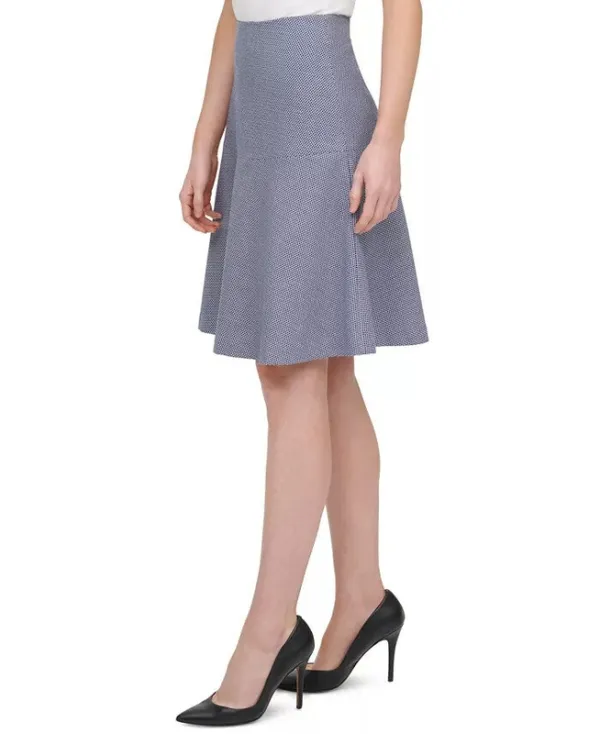 Textured Flared Zipper Skirt