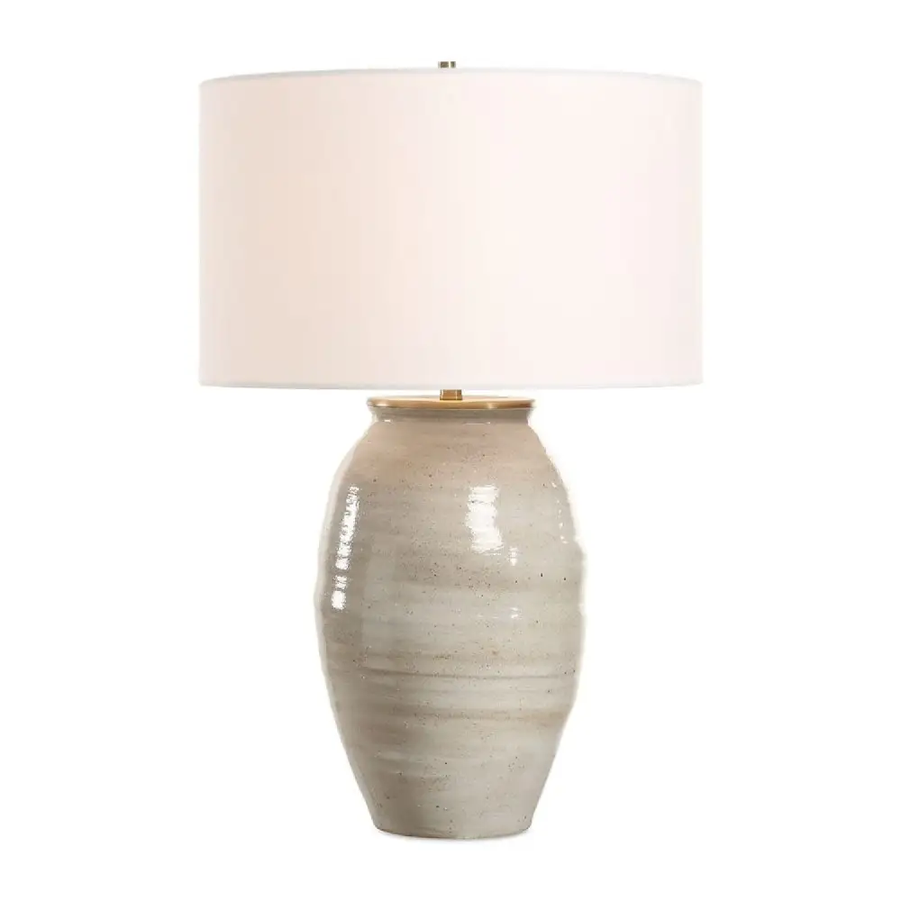 Glazed Ceramic Metal Linen Table Lamp