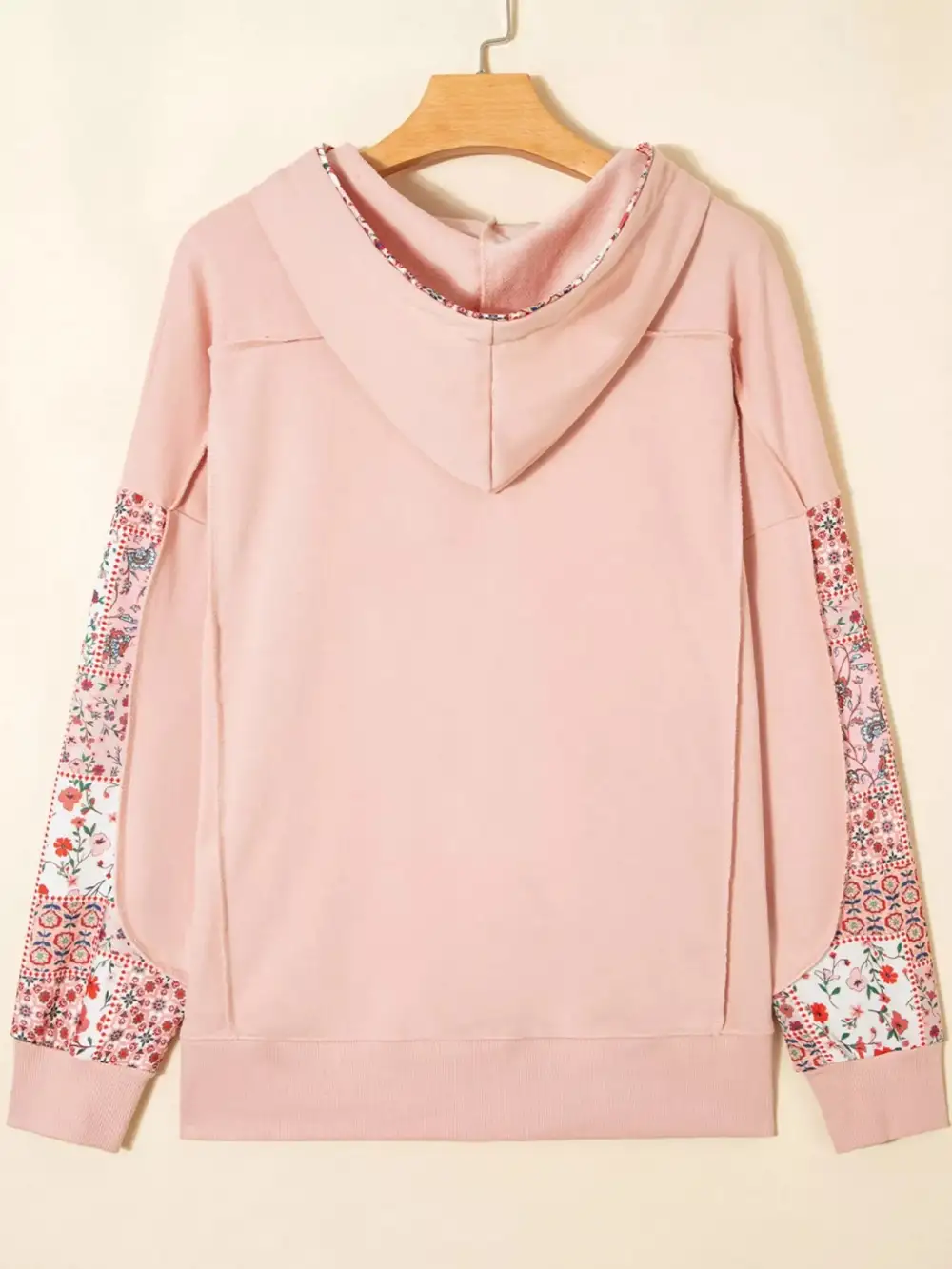 Drawstring Long-Sleeve Floral-Print Hoodie