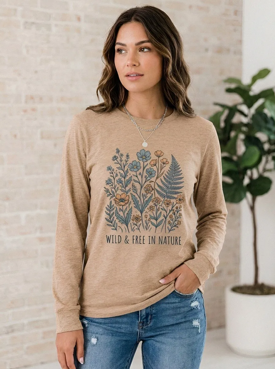 Nature Lover Wildflower Botanical Long Sleeve Shirt