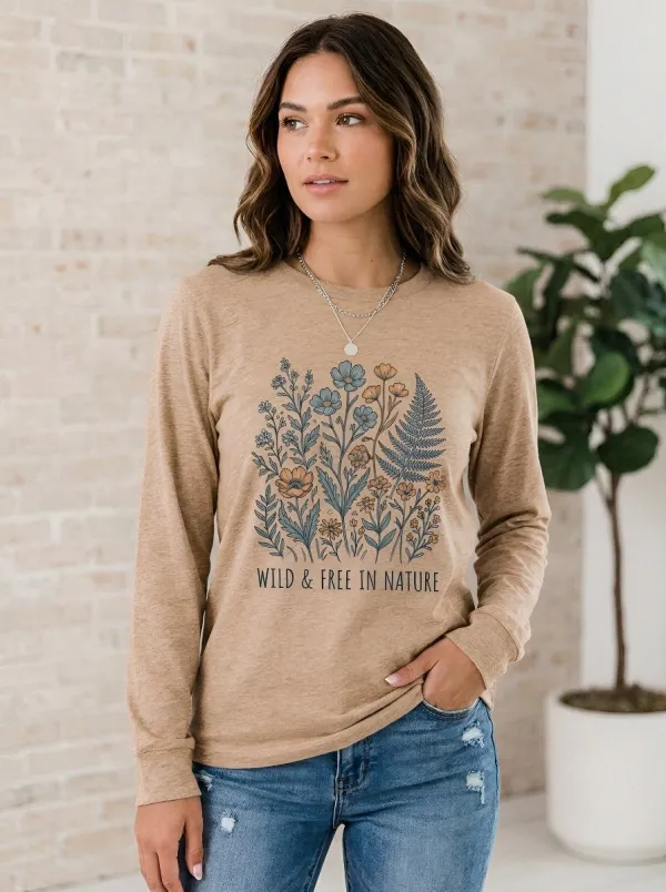 Nature Lover Wildflower Botanical Long Sleeve Shirt