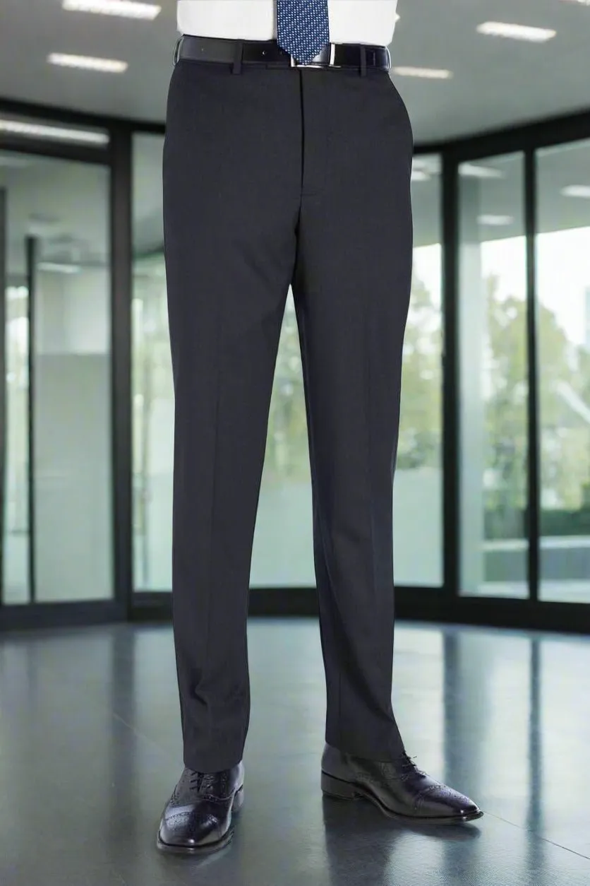 Men's Modern Tailored Fit Flat Front Stretch Suit Trousers