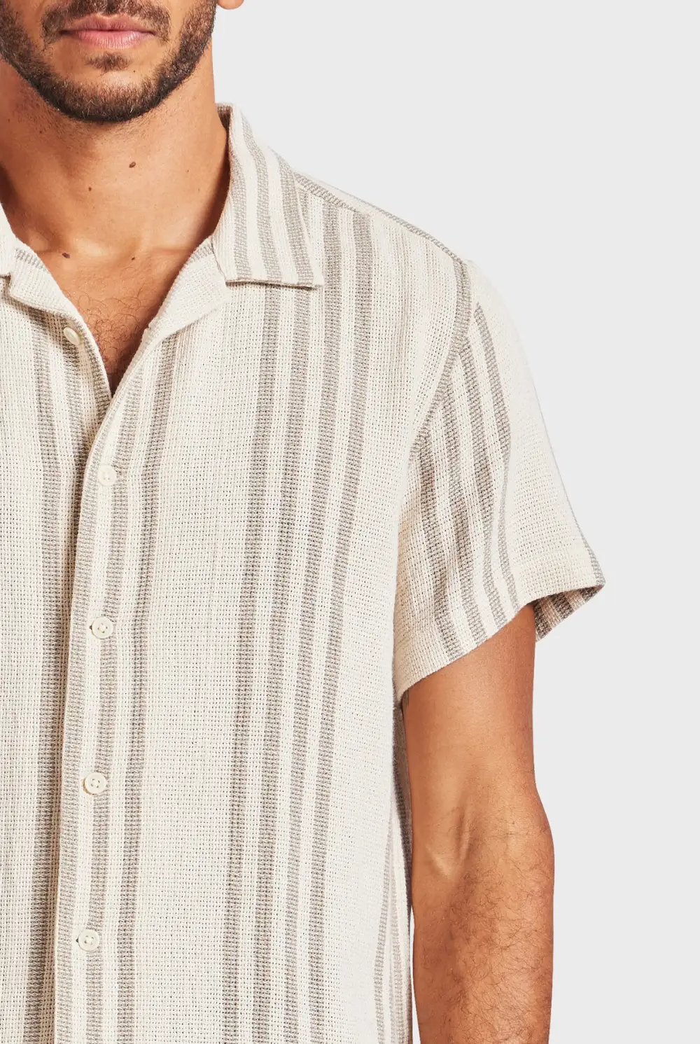 Vertical Stripe Short Sleeve Shirt-Seasponge