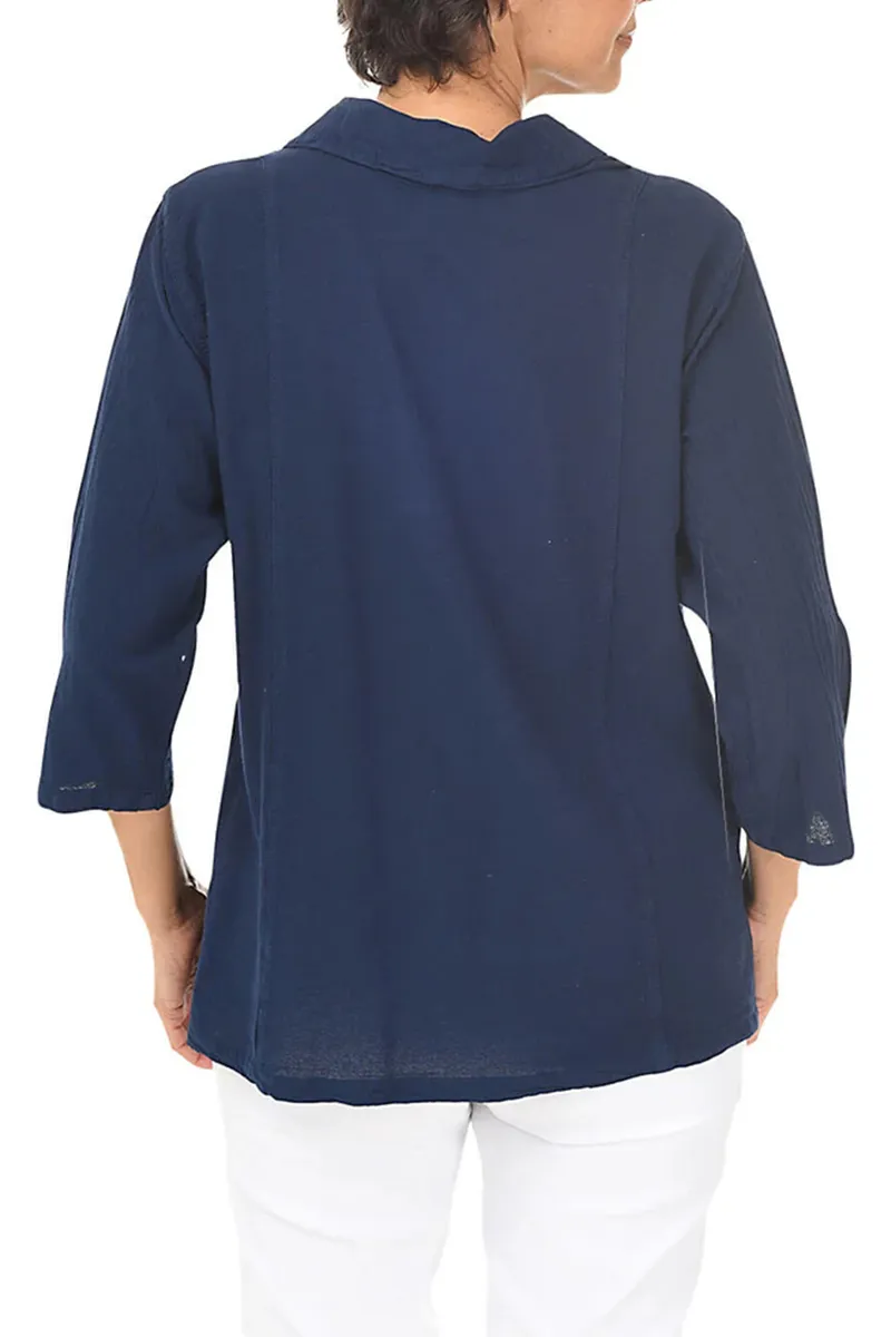 Button-Front Crinkle Shirt