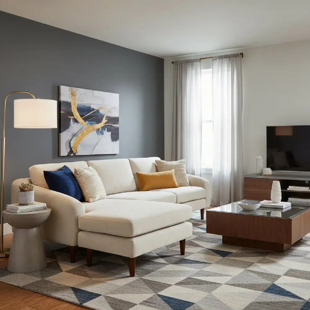 Minimal Sectional Fabric Sectional Sofa