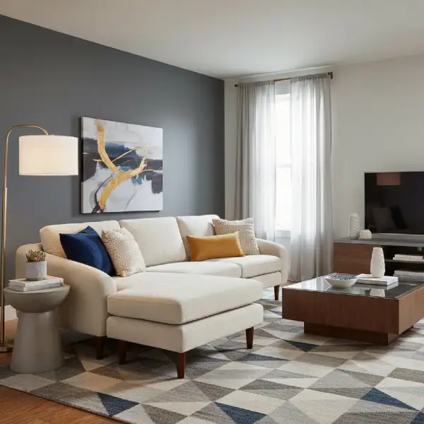 Minimal Sectional Fabric Sectional Sofa