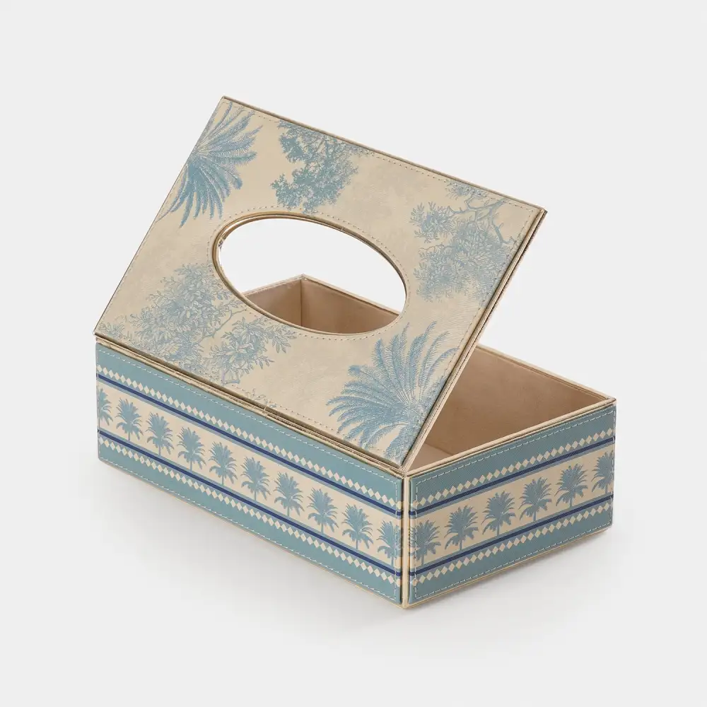 Blue Printed Tissue Box Cover