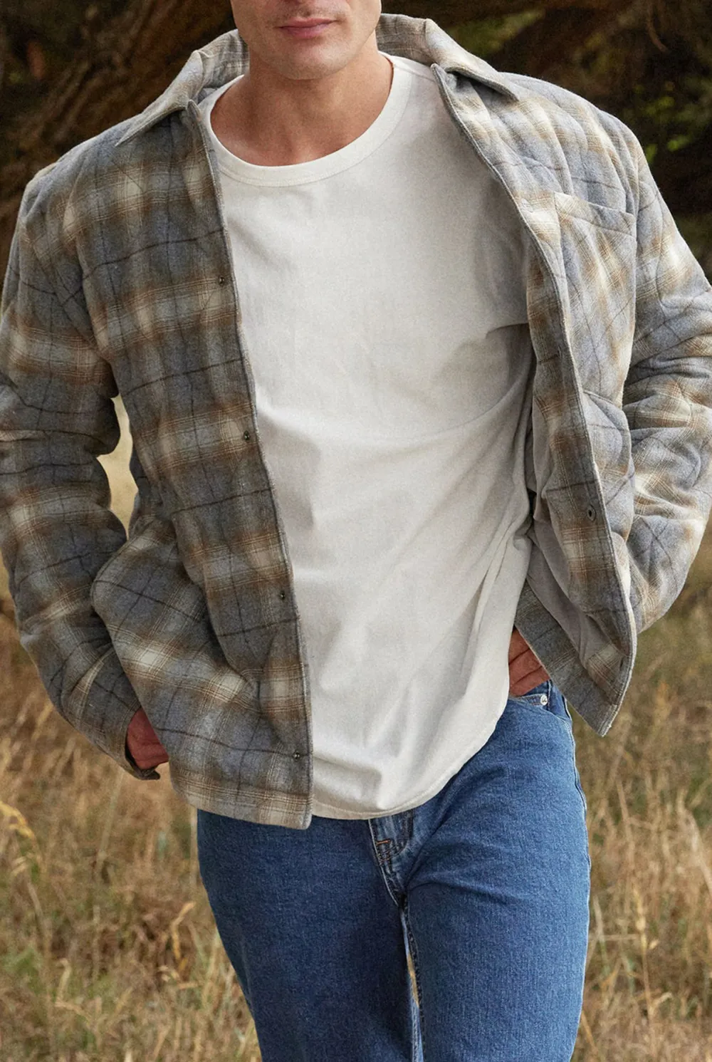 Quilted Plaid Flannel Overshirt Jacket