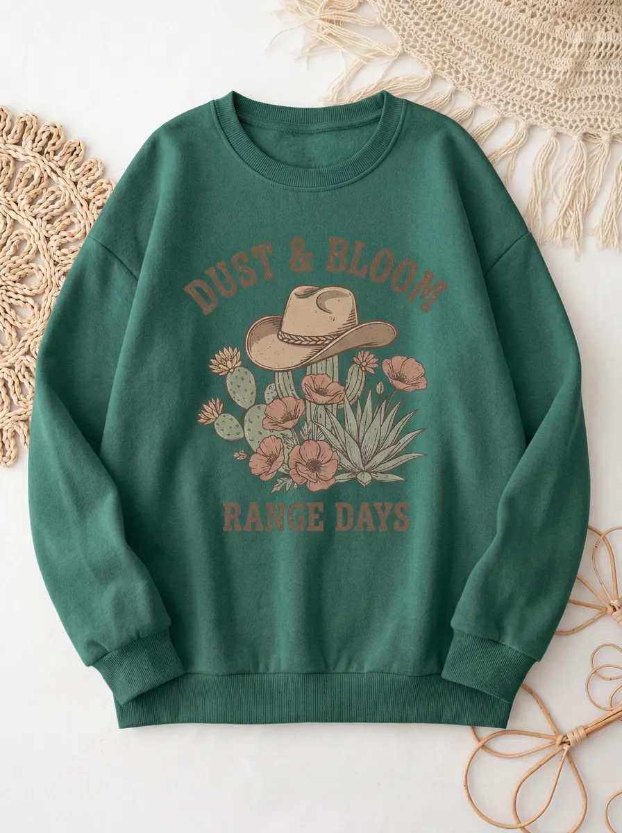 Desert-Inspired Cactus Western Graphic Sweatshirt