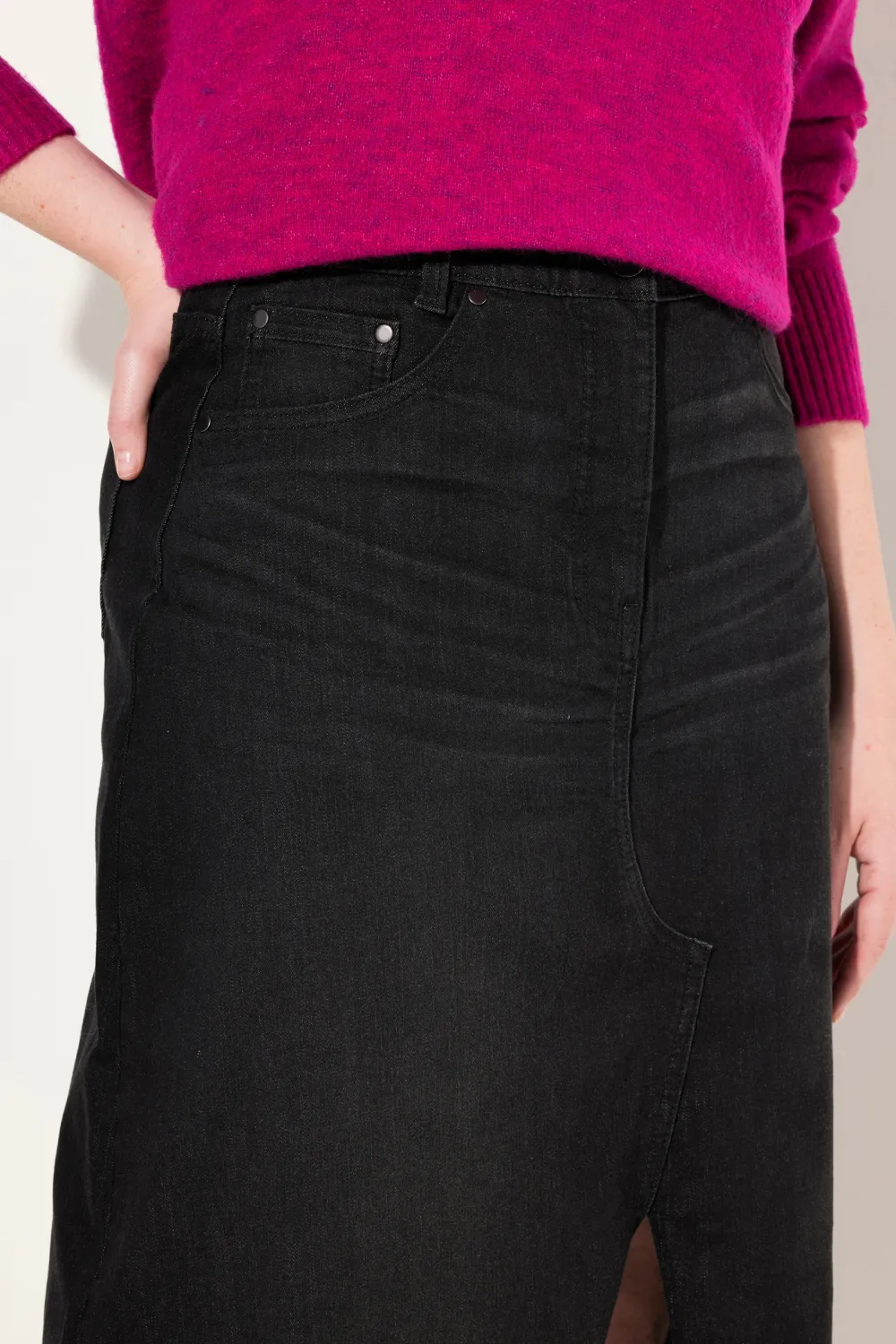 Five Pocket Rolled Hem Skirt