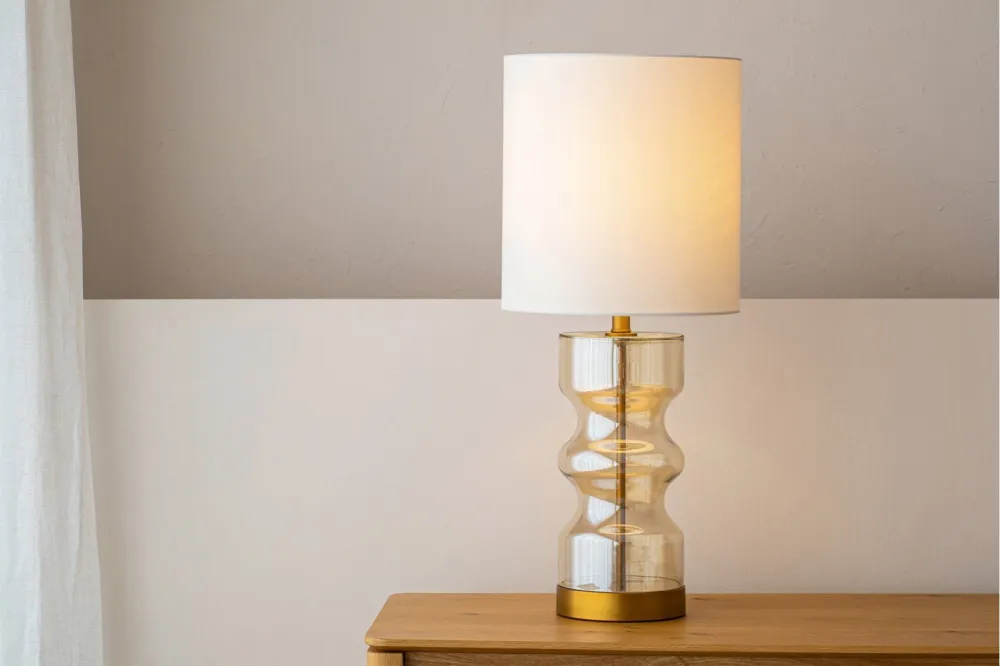 Amber Glass Tall Table Lamp