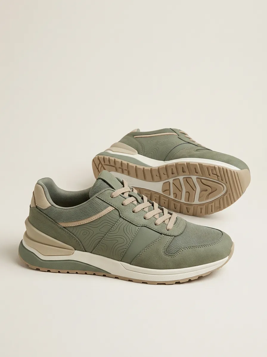 Men's Outdoor Adventure Topographic Pattern Print Sneakers