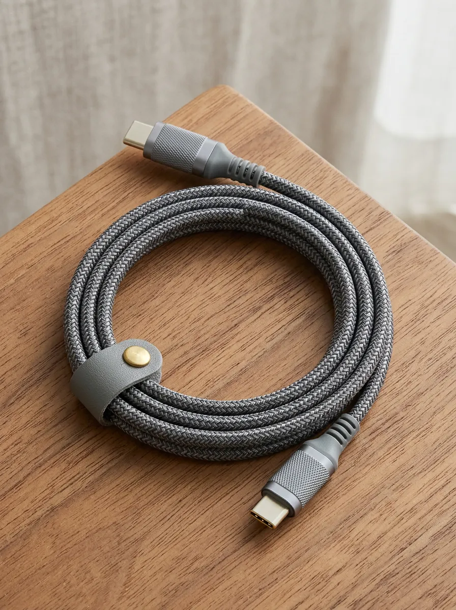 Grey Braided USB-C Phone Charging Cable