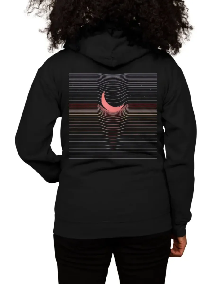 Retro Moon Wave Graphic Hoodie