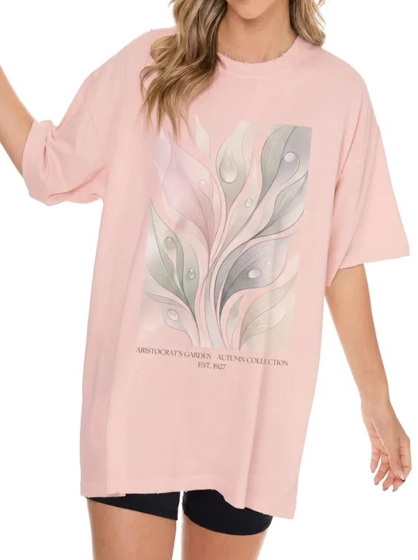 Women's Botanical Garden Autumn Leaf Printed T-shirt