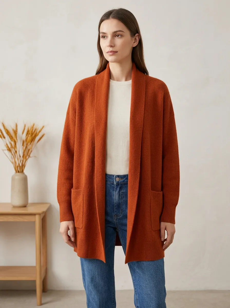 Modern Ribbed-Knit Knit Cardigan