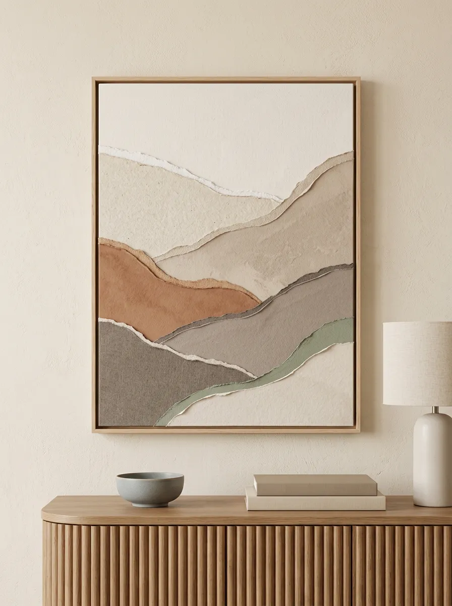 Abstract Minimalist Torn Paper Texture Printed Wall Art