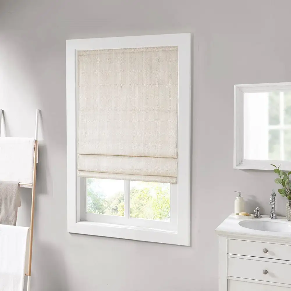 Textured Room Darkening Polyester Basketweave Cordless Roman Shade