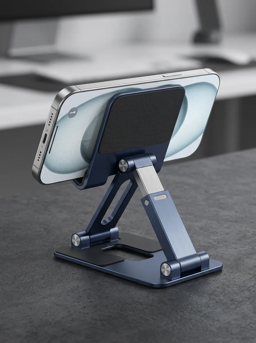 Blue Aluminum Adjustable Phone Stand