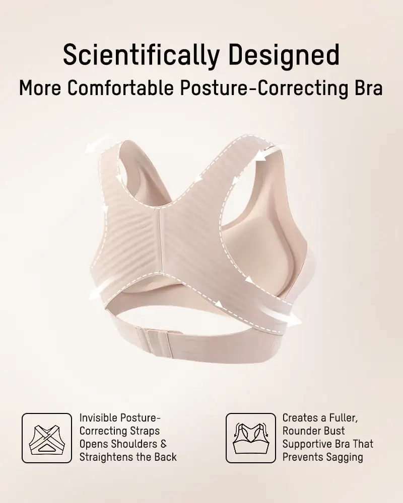 Front Closure Cross-Back Wireless Posture Bra