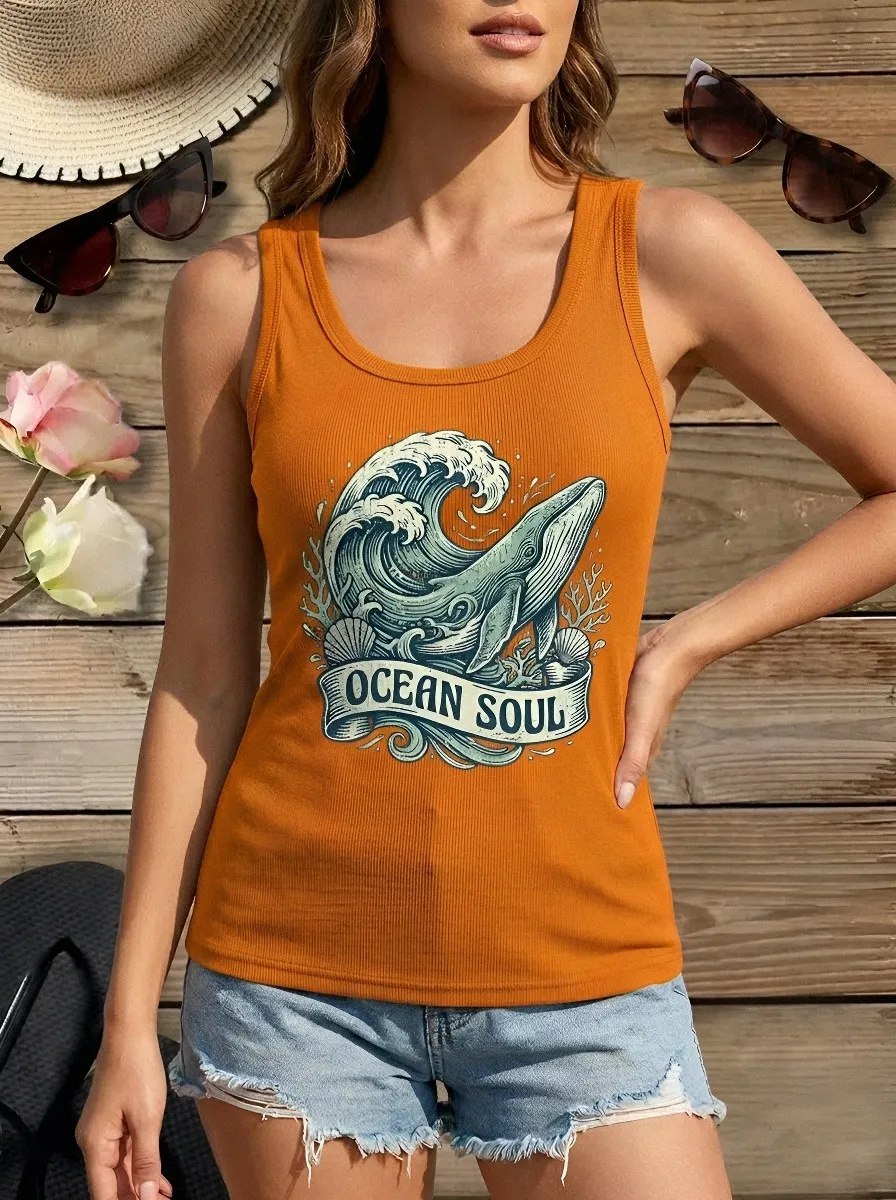 Ocean Lover Whale Tank Top Casual