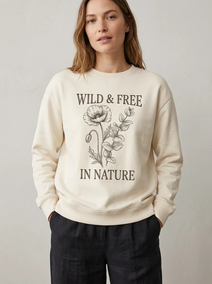 Nature Lover Wild And Free Poppy Flower Sweatshirt