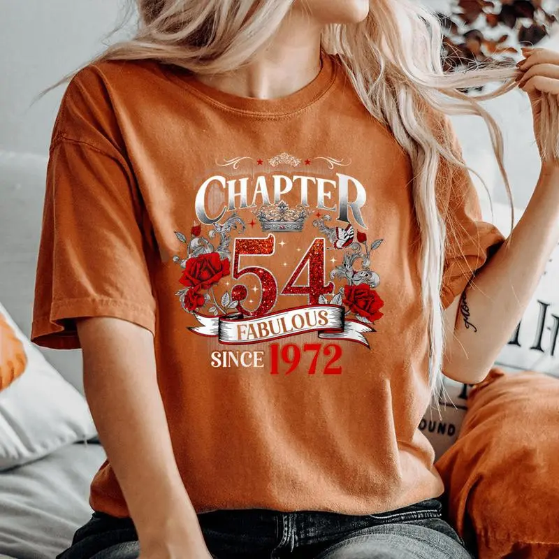 Chapter 54 Fabulous Since 1972 Roses 54th Birthday Women Women's Oversized Comfort Colors T-Shirt