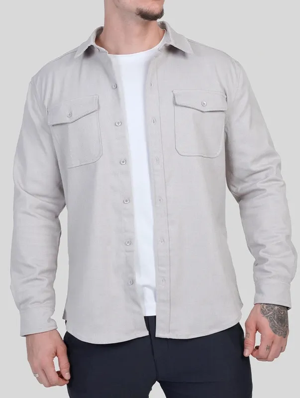 Light Grey Button Front Overshirt
