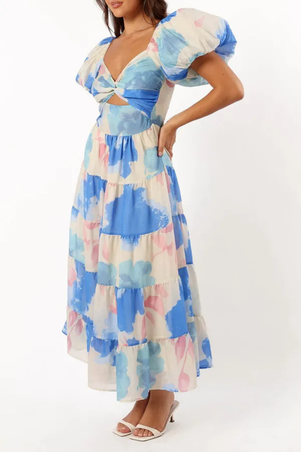 BLUE FLORAL MIDI DRESS