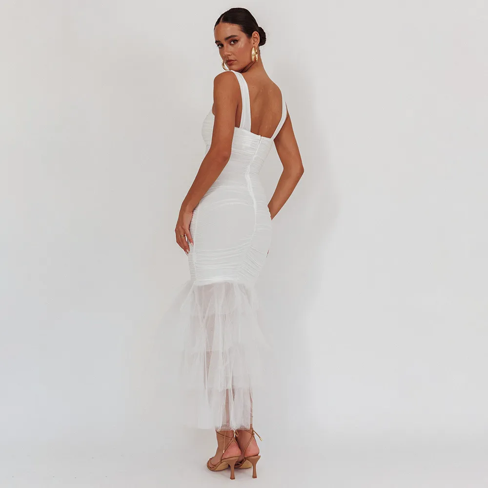 Adela Net-Silk Maxi Dress