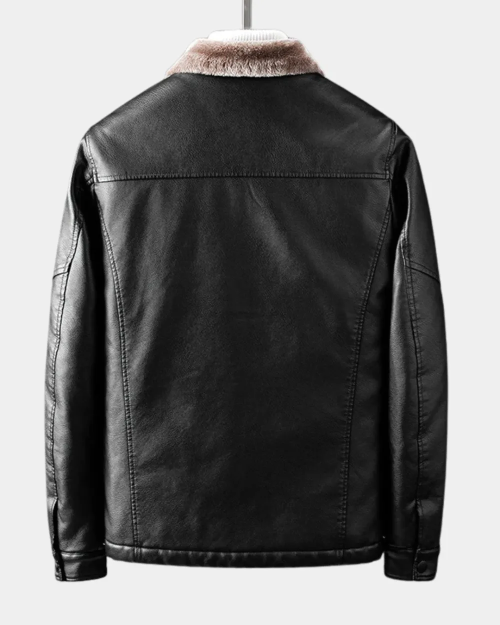 Faux Leather Fur Collar Jacket